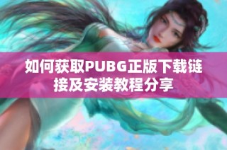 如何获取PUBG正版下载链接及安装教程分享