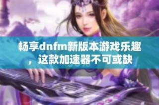 畅享dnfm新版本游戏乐趣，这款加速器不可或缺