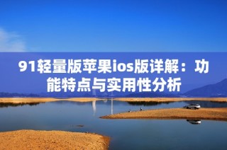 91轻量版苹果ios版详解：功能特点与实用性分析