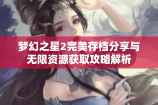 梦幻之星2完美存档分享与无限资源获取攻略解析