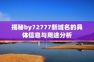 揭秘by72777新域名的具体信息与用途分析