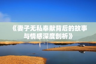 《妻子无私奉献背后的故事与情感深度剖析》