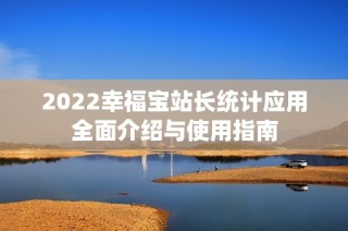 2022幸福宝站长统计应用全面介绍与使用指南