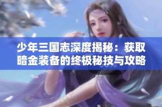 少年三国志深度揭秘：获取暗金装备的终极秘技与攻略全解析