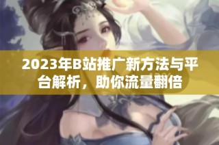 2023年B站推广新方法与平台解析，助你流量翻倍