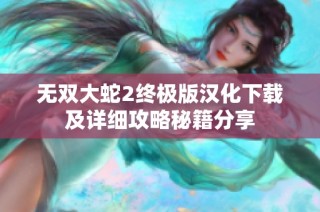 无双大蛇2终极版汉化下载及详细攻略秘籍分享