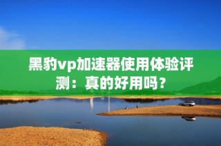 黑豹vp加速器使用体验评测：真的好用吗？