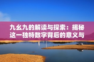 九幺九的解读与探索：揭秘这一独特数字背后的意义与影响