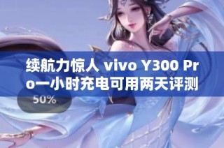 续航力惊人 vivo Y300 Pro一小时充电可用两天评测