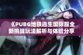 《PUBG地铁逃生国际服全新挑战玩法解析与体验分享》