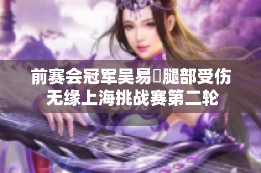前赛会冠军吴易昺腿部受伤 无缘上海挑战赛第二轮