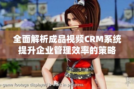 全面解析成品视频CRM系统提升企业管理效率的策略