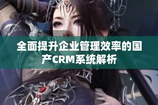 全面提升企业管理效率的国产CRM系统解析