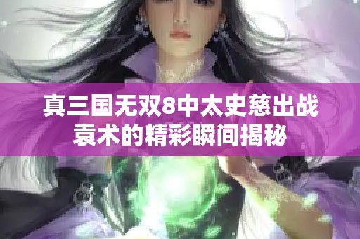 真三国无双8中太史慈出战袁术的精彩瞬间揭秘