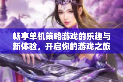 畅享单机策略游戏的乐趣与新体验，开启你的游戏之旅