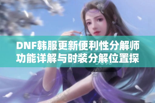 DNF韩服更新便利性分解师功能详解与时装分解位置探讨