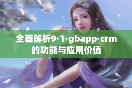 全面解析9·1·gbapp·crm的功能与应用价值