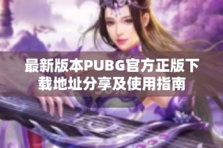 最新版本PUBG官方正版下载地址分享及使用指南